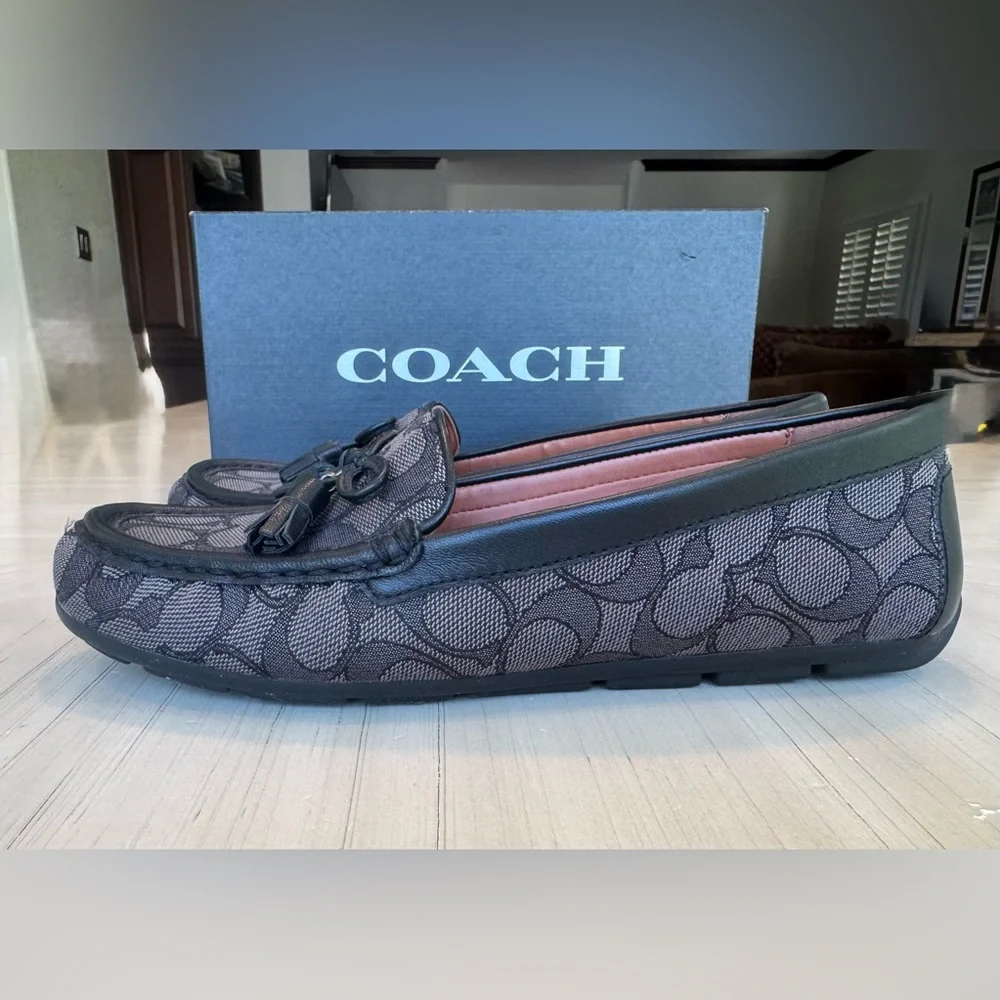 🔥HP🔥 COACH Moira Signature Jacquard Loafers Black/Coal - Size 7.5